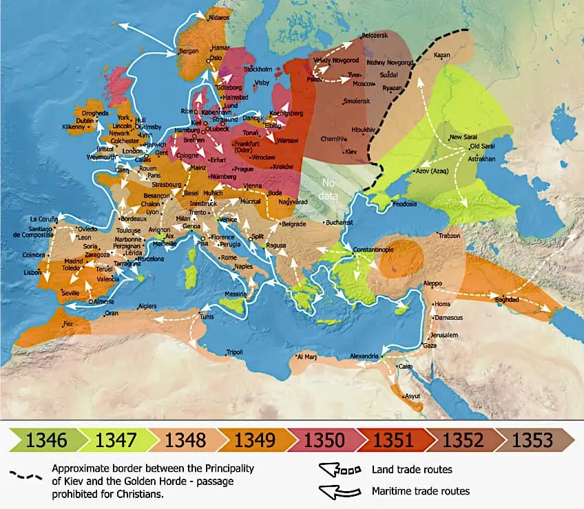 Black Death Spread Map