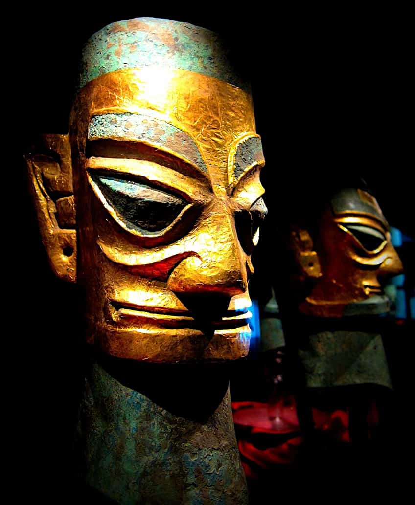 Sanxingdui Bronze Head with Gold Mask