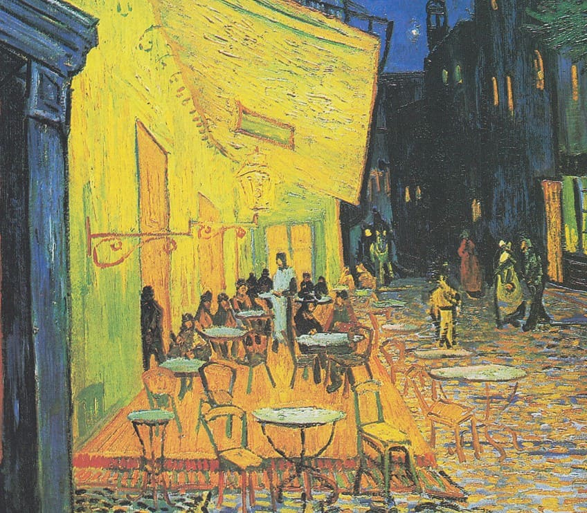 Brushwork in the Terrace at Night Painting