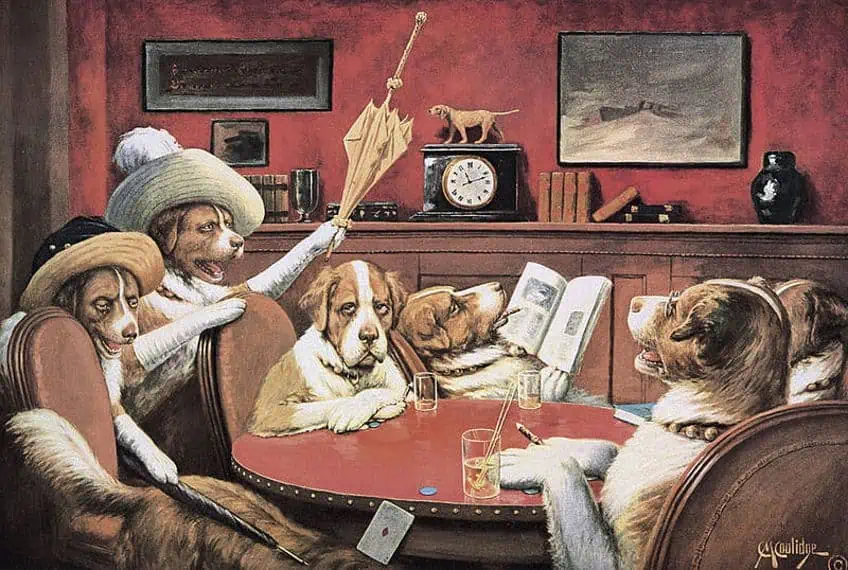 Dogs Playing Cards Painting