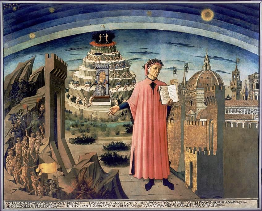 Divine Comedy in Dante and Virgil Painting