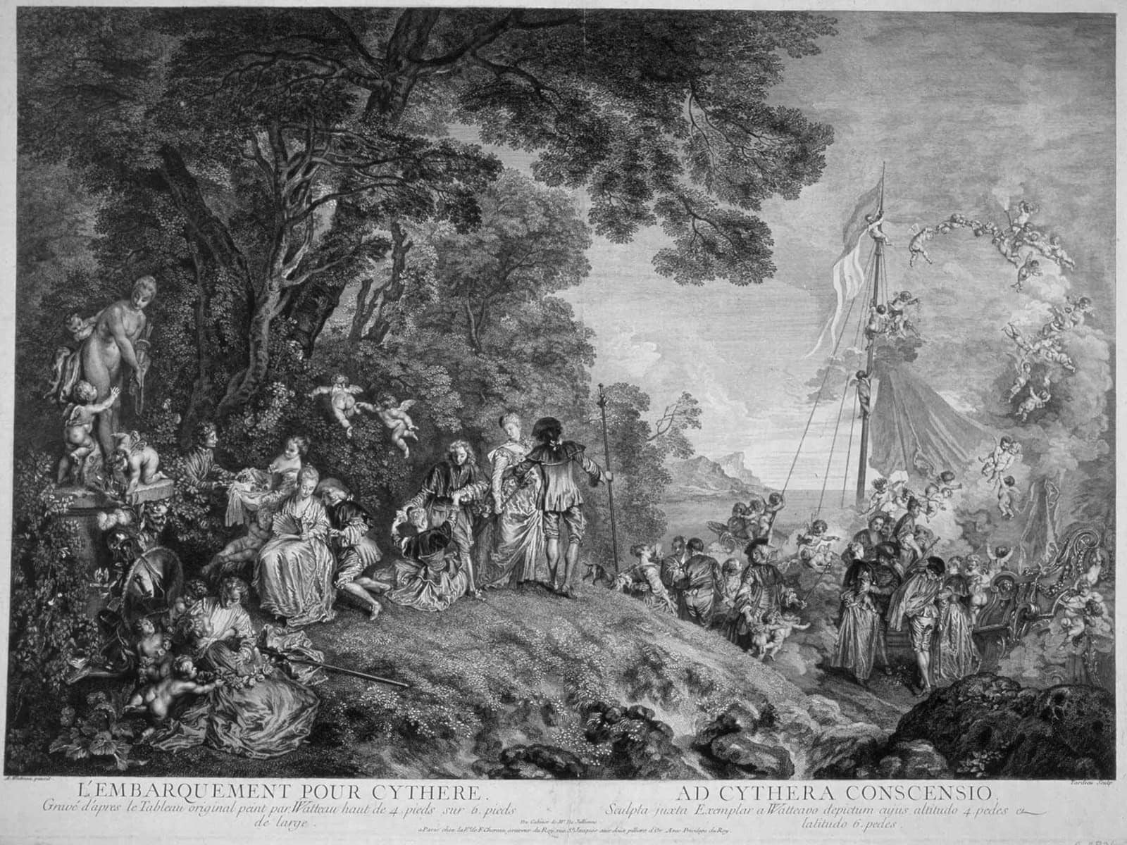 Antoine Watteau's Pilgrimage to Cythera, painted in 1717, served as his reception piece for the French Royal Academy.