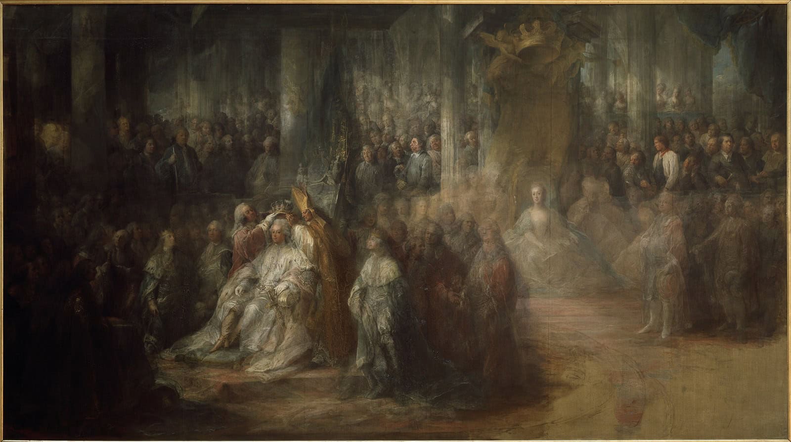 The Coronation of King Gustav III of Sweden. Uncompleted (Carl Gustav Pilo) - Nationalmuseum - 18007.