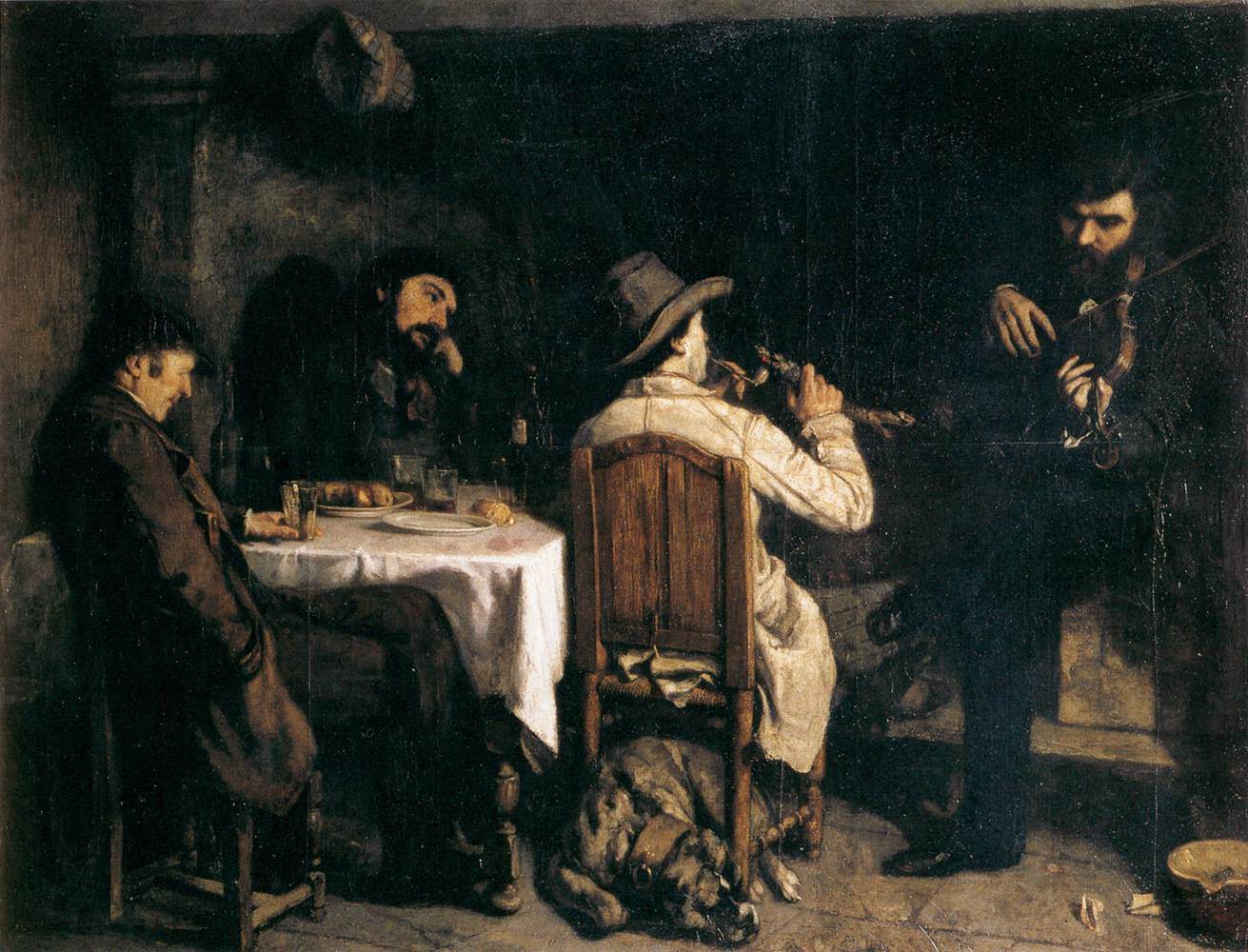 After Dinner at Ornans won a Salon medal in 1849, bringing Courbet public recognition shortly before he painted The Stone Breakers.