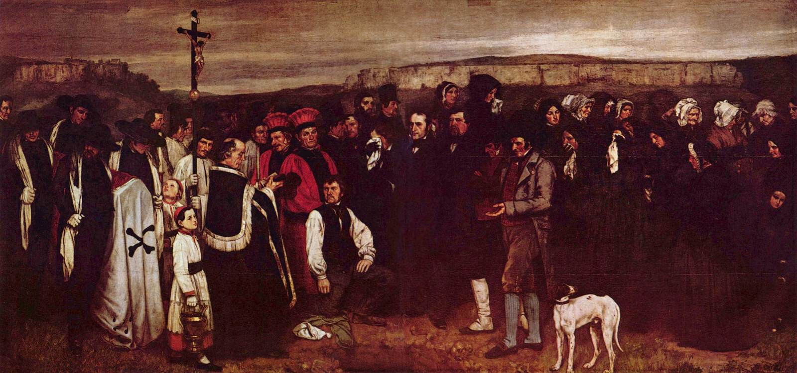 Gustave Courbet 003. A Burial at Ornans Alternative title(s): Painting of Human Figures, the History of a Burial at Ornans Un enterrement à Ornans, dit aussi Tableau de figures hum
